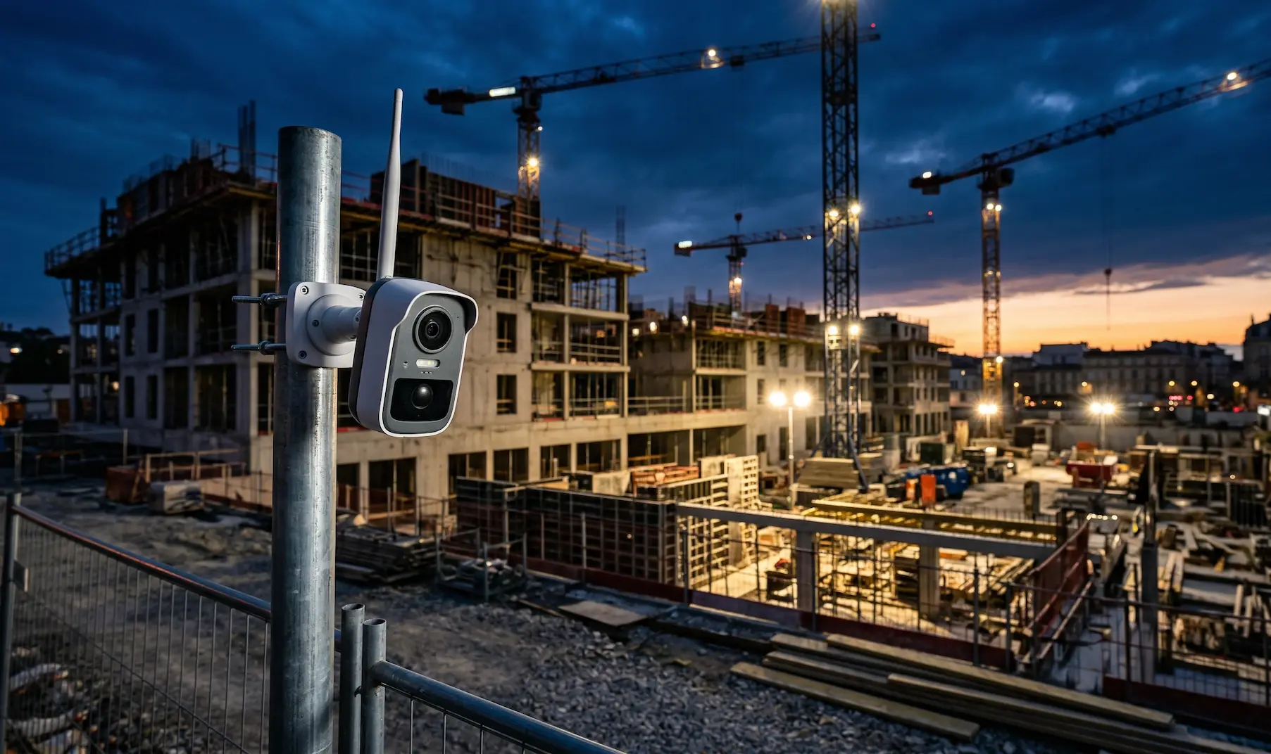Vidéosurveillance et alarme chantier BTP déployées à Bordeaux en Gironde